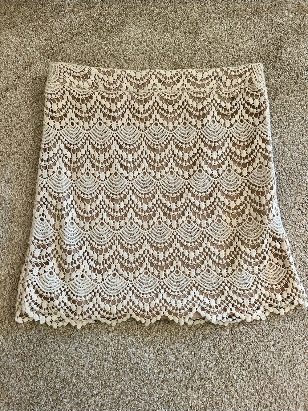 Level 99 Cream Crochet Lace Mini Skirt